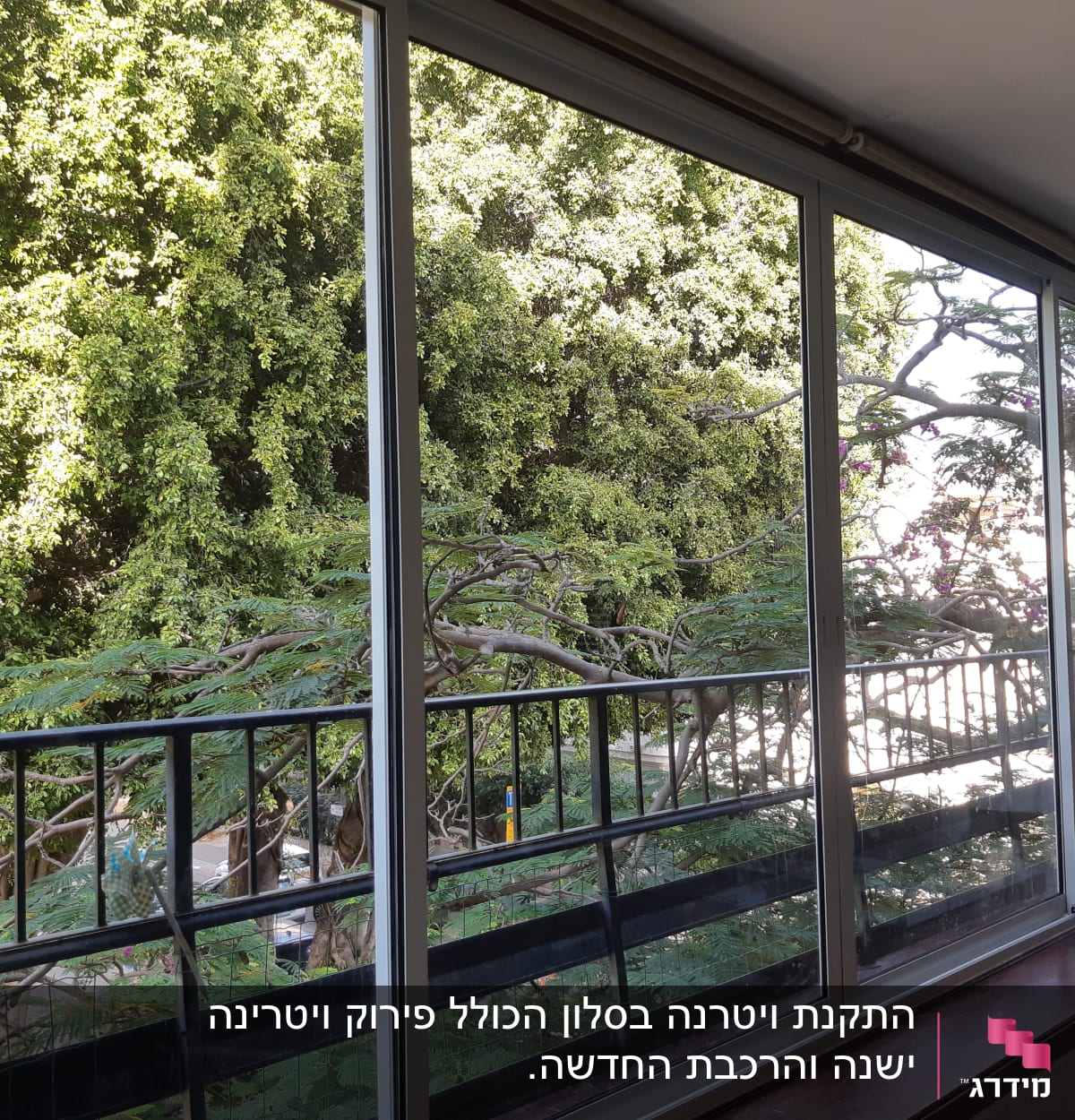 חלונות אלומיניום גדולים עם מסגרת לבנה